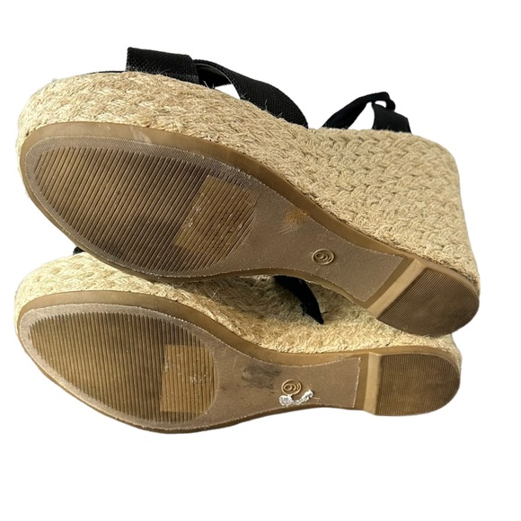 Lulus Esme Black Lace Up Espadrille Wedges Heels Size 9 - Picture 7 of 9